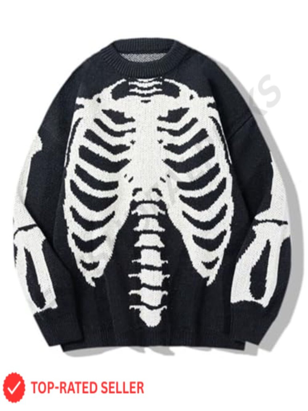 Oversized Skeleton Graphic Sweater Crewneck Knit Pullover